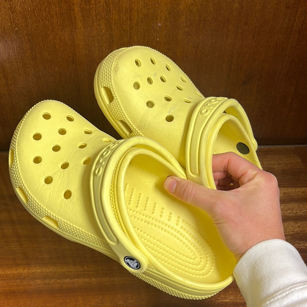 Crocs size 7 in light-yellow colour. Used. Classic clog